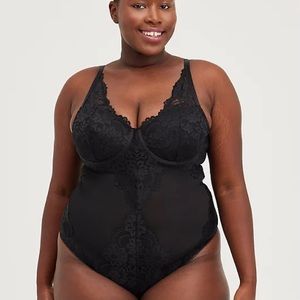 NWT Torrid Black Mesh & Lace Underwire Thong Bodysuit